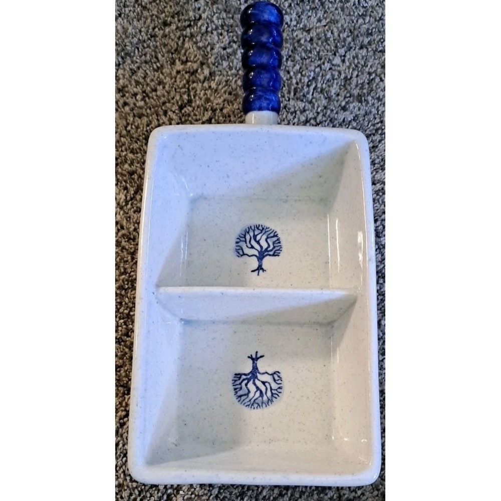 Vintage Metlox Poppytrail Blue Provincial Divided Serving Dish with Handle